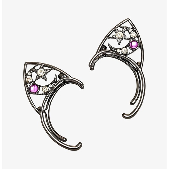 Black Cat Ears with Stones Cuff, Cat Ears, Cat Ear Wraps, Left and Right Ear - Picture 2 of 3